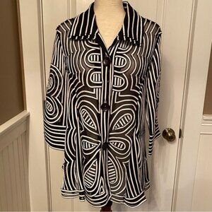 SAINT GIL JACKET BLAZER COAT BLACK SHEER WHITE RIBBON No size tag L fit